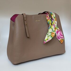Anne Klein Brown Tote with Floral Scarf